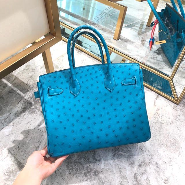 Hermes女包 愛馬仕Birkin30cm Hermes鉑金包 進口k級鴕鳥皮 手工蠟線縫製 Hermes鴕鳥皮手提女包  am1982